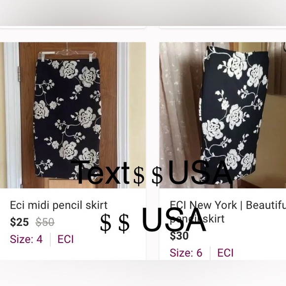Eci black pencil skirt, cream flowers embroidered - Picture 6 of 16